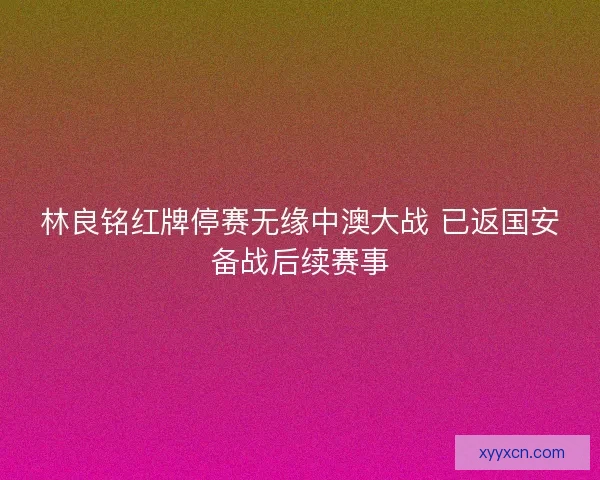 林良铭红牌停赛无缘中澳大战 已返国安备战后续赛事